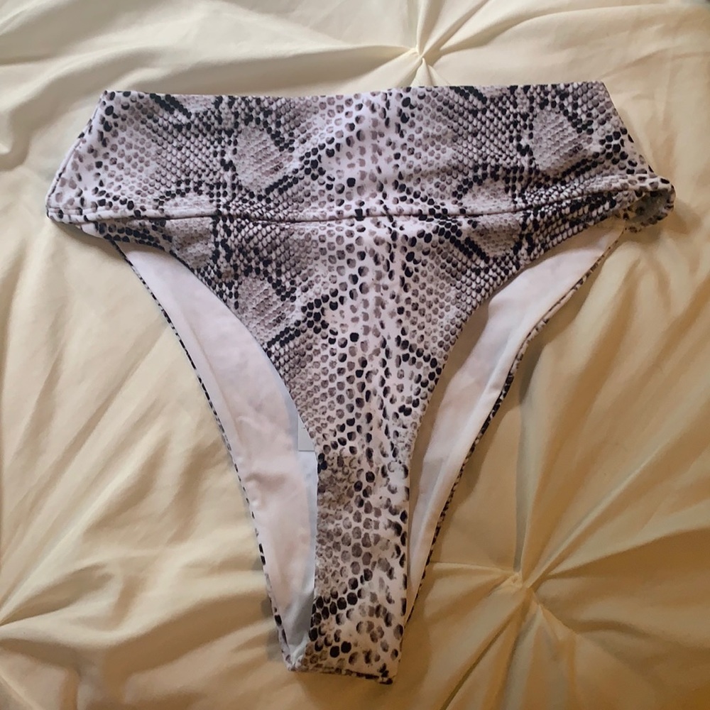 High waisted snake print bikini bottoms